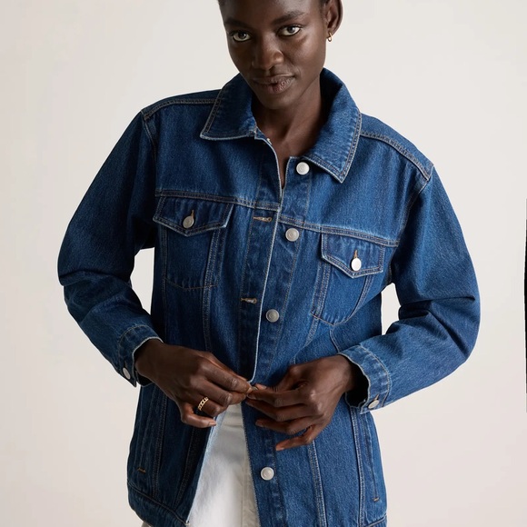 Quince 100% Organic Cotton Oversized Denim Jacket In Dark Indigo - Picture 8 of 11